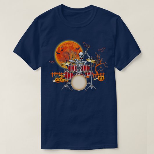 スケルトンドラマーのハロウィン遊のコスチュームM Tシャツ (デザイン正面)