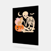 スケルトンハギングキャットハロウィーン猫好きキャットクラス アクリルサイン (傾斜)
