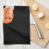 スケルトンハギングキャットハロウィーン猫好きキャットクラス キッチンタオル (四つ折り)