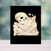 スケルトンハギングキャットハロウィーン猫好きキャットママD アクリルサイン (ニュートラル)