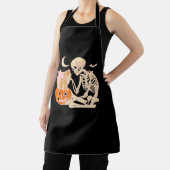 スケルトンハギングキャットハロウィーン猫好きキャットママD エプロン (インサイチュ)