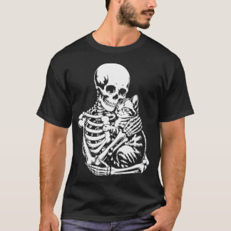 スケルトンハギングキャットハロウィーンTシャツ – 猫好き Tシャツ