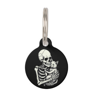 スケルトンハギングキャットファニーハロウィーン猫好き ペット　ネームタグ