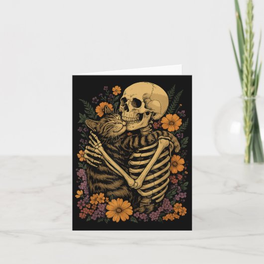 スケルトンハギングネコフローラハロウィーン猫好き カード (正面)