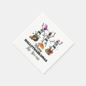 スケルトンハッピーハロサンクスマス スタンダードカクテルナプキン (角)