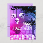 スケルトンハッピーハローウィンパープルナイトとスカル シーズンポストカード (正面/裏面)