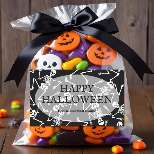 スケルトンハッピーハローウィン 長方形シール