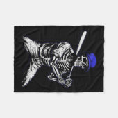 スケルトンハロウィン野球選手 フリースブランケット (正面(横))