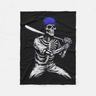 スケルトンハロウィン野球選手 フリースブランケット