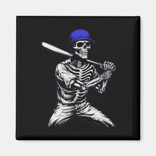 スケルトンハロウィン野球選手 マグネット (正面)