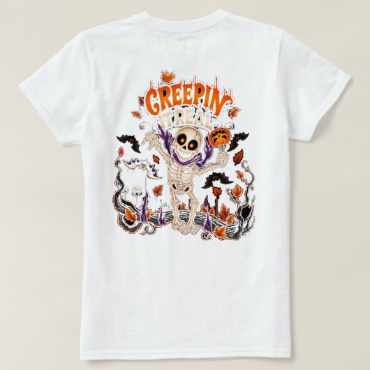 スケルトンハロウィン Tシャツ (デザイン裏面)