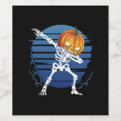 スケルトンハロウィーンのカボチャヴィンテージレトロサンセット ワインラベル (シングルラベル)