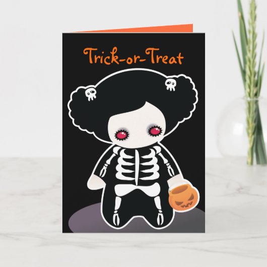 スケルトンハロウィーンカー子供へド カード (正面)