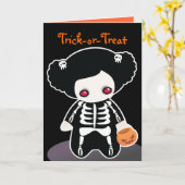 スケルトンハロウィーンカー子供へド カード (黄色い花)
