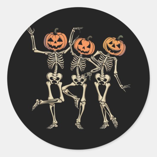 スケルトンハロウィーンパンプキン秋不気味シーズン ラウンドシール (正面)