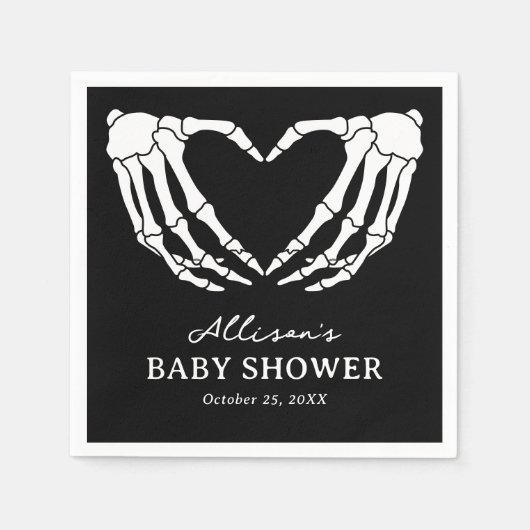 スケルトンハロウィーンベビーシャワー スタンダードカクテルナプキン (正面)