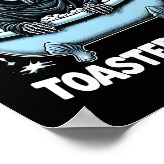 スケルトンハロウィーンライブ笑いトースターバスデザイン ポスター (角)