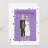 スケルトンハロウィーン結婚式招待状カスタム、 招待状 (正面/裏面)