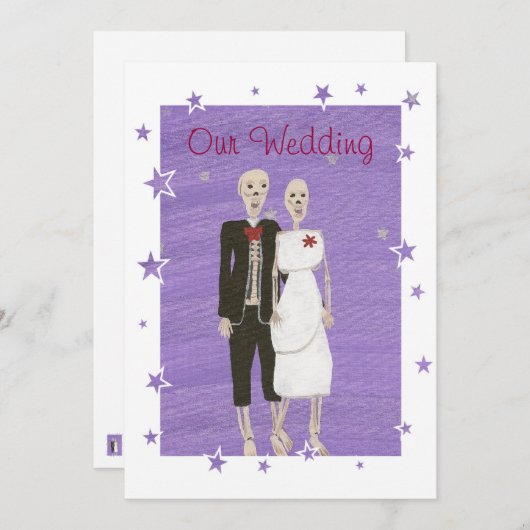 スケルトンハロウィーン結婚式招待状カスタム、 招待状 (正面/裏面)