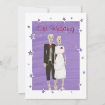 スケルトンハロウィーン結婚式招待状カスタム、