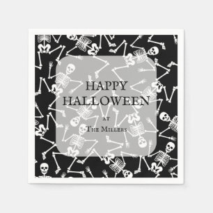 スケルトンハローウィンパーティブラック スタンダードカクテルナプキン