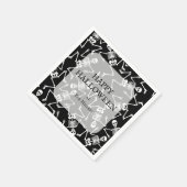 スケルトンハローウィンパーティブラック スタンダードカクテルナプキン (角)