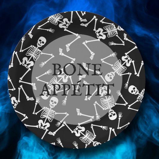 スケルトンハローウィンパーティブラック ペーパープレート