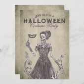 スケルトンハローウィンパーティ招待状 招待状 (正面/裏面)