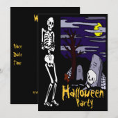スケルトンハローウィンパーティ招待状 招待状 (正面/裏面)