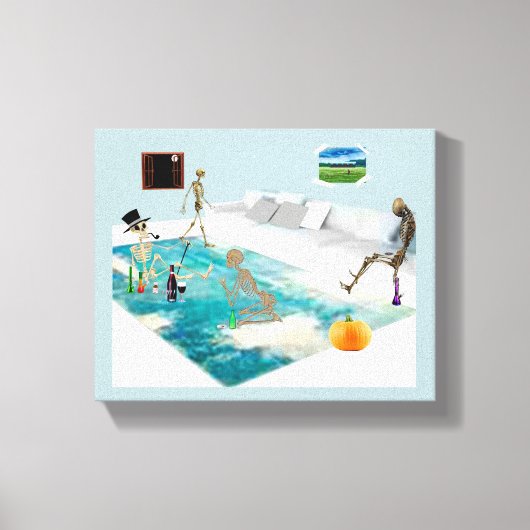 スケルトンハローウィンパーティ キャンバスプリント (正面)