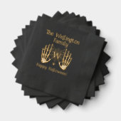 スケルトンハンズスパイダーウェブイニシャル名ハロウィーン#2 箔ナプキン (インサイチュ (積み重ね))