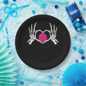 スケルトンハンズハートおもしろいサインピックルバレンタイン ペーパープレート (パーティー)