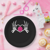 スケルトンハンズハートおもしろいサインピックルバレンタイン ペーパープレート (パーティー)