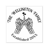 スケルトンハンズピンクウィズファミリー名日付Estd セルフインキングスタンプ (デザイン)