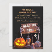 スケルトンハンズブラックハローウィンパーティ招待状 招待状 (正面)