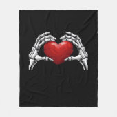 スケルトンハンズホールディング赤いハートデザイン クラシック フリースブランケット (正面)