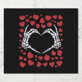 スケルトンハンドおもしろいハートボーンバレンタインデー ビールラベル (シングルラベル)