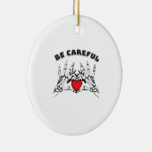 スケルトンハンドとハートクラシック セラミックオーナメント (右)