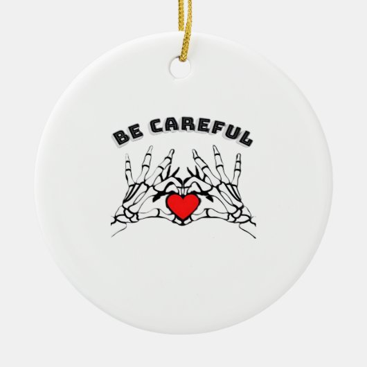 スケルトンハンドとハートクラシック セラミックオーナメント (正面)