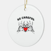 スケルトンハンドとハートクラシック セラミックオーナメント (左)