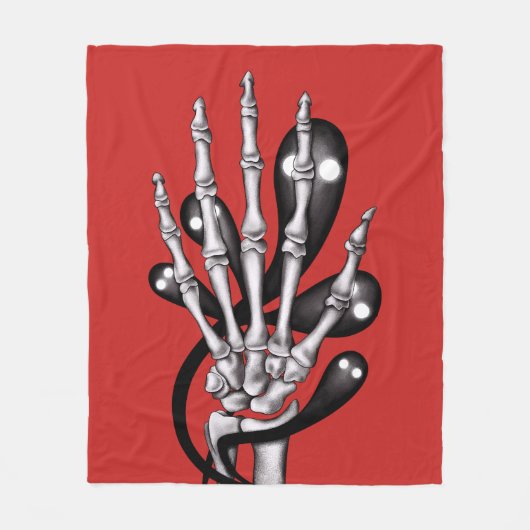 スケルトンハンドと幽霊 フリースブランケット (正面)