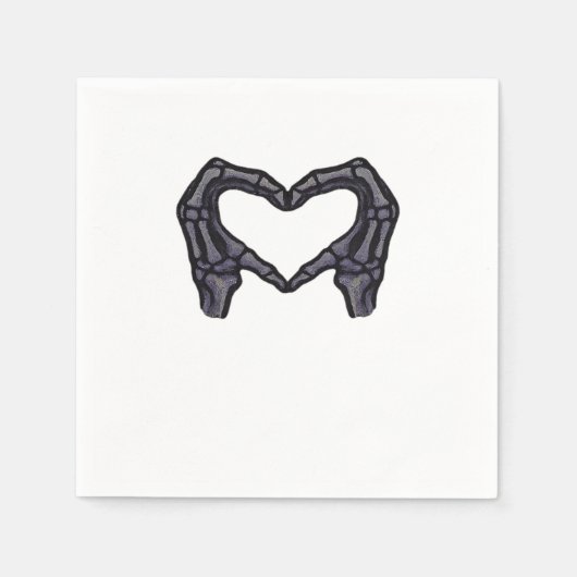 スケルトンハンドによるハートの形成 スタンダードカクテルナプキン (正面)