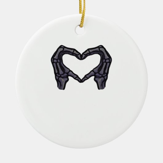 スケルトンハンドによるハートの形成 セラミックオーナメント (正面)
