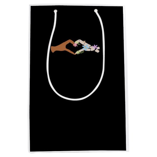 スケルトンハンドのハート表示の基本 ミディアムペーパーバッグ (正面)