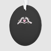 スケルトンハンドのハート おもしろい オーナメント (正面)