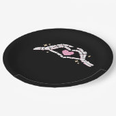 スケルトンハンドのハート おもしろい ペーパープレート (アングル)