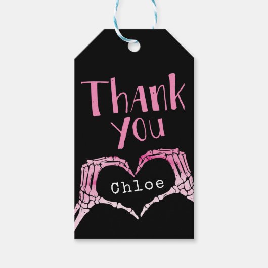 スケルトンハンドの誕生日感謝プレゼントタグ 女の子 ギフトタグ (正面)