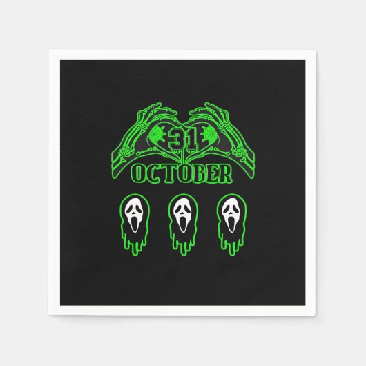 スケルトンハンドクラシックデザイン スタンダードカクテルナプキン (正面)