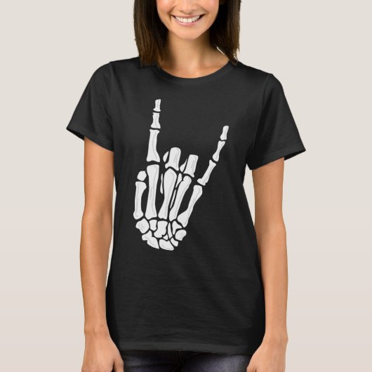 スケルトンハンドジェスチャー – Rock Skeleton Hand - Hao Tシャツ (正面)