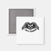 スケルトンハンドスカル、バックグロのハロウィーンデザイン マグネット (正面/裏面)